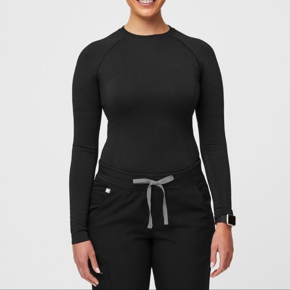 Figs Tops Figs Salta Top Black Long Sleeve Underscrub Undershirt Seamless Performance Poshmark